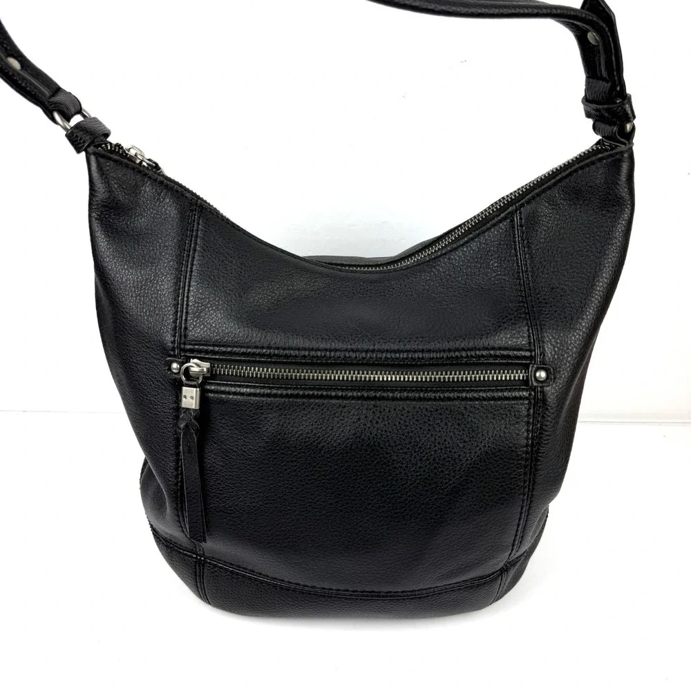 The Sak Sequoia Hobo Handbag Black Soft Leather Slouchy Handbag NO Charm